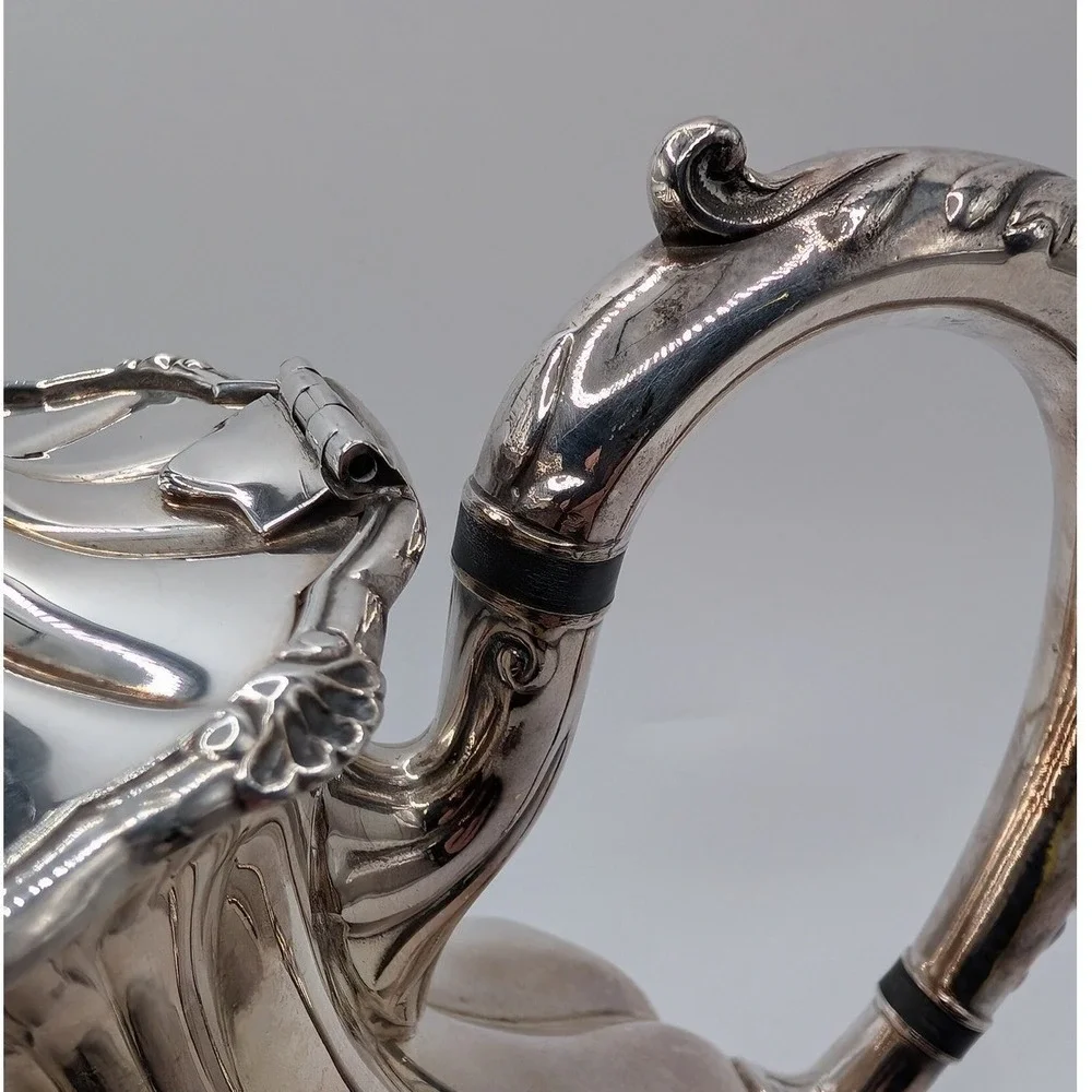 Antique Victorian Melon Ribbed Silver Plate Teapot E.G. Webster & Son Ornate Lux
